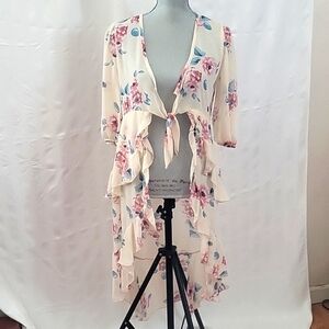 Fashion Nova, Romantic Endings, Front Tie High & Low Ivory Top, Size: S, NWT